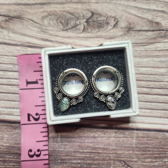 ⭐️ Kubooz Sea-shell Silver Stainless-steel Earing Plugs Tunnel Gauges - Picture 4 of 9
